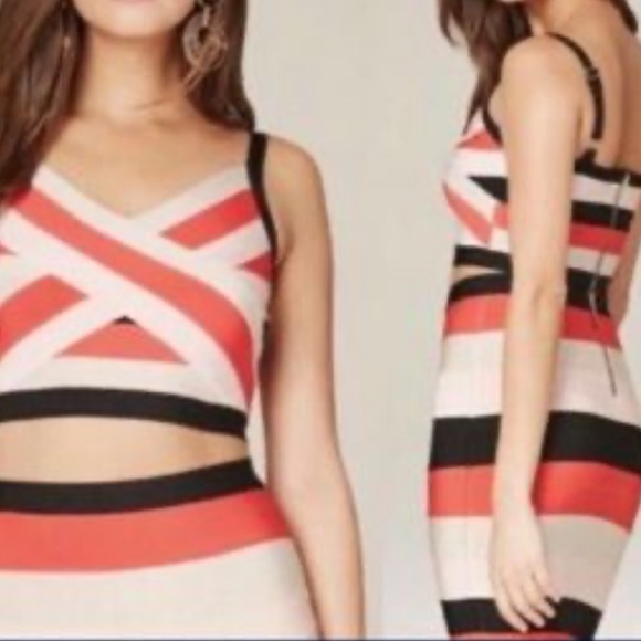 Bebe Bodycon Striped Two Piece Set Size M - Picture 13 of 13